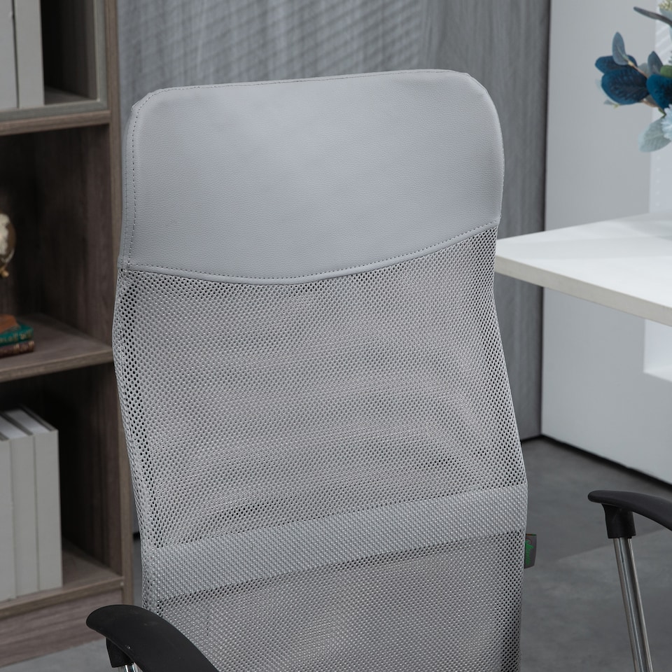 image 1 of HOMCOM Mesh Office Chair, High Back Computer Desk Chair, Swivel Chair with Height Adjustable, for Home, Light Grey