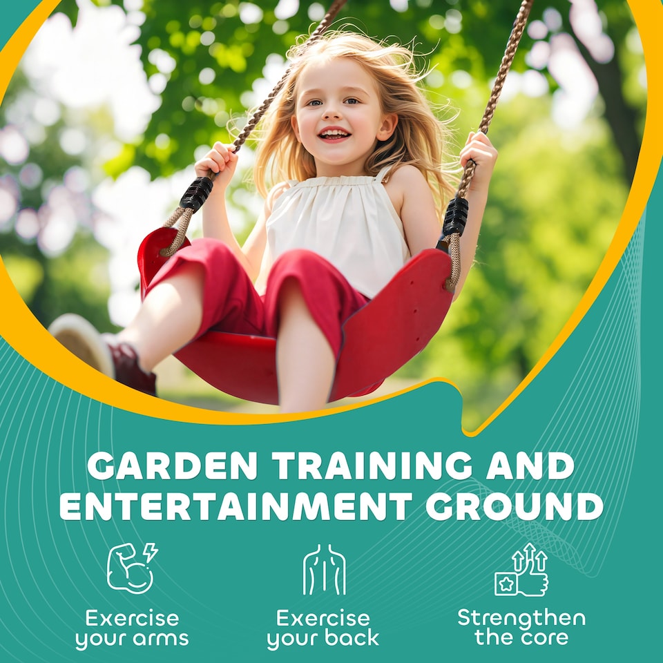 image 1 of AIYAPLAY 10-Piece Zip Line for Kids, for Outdoor, Garden, Multicoloured