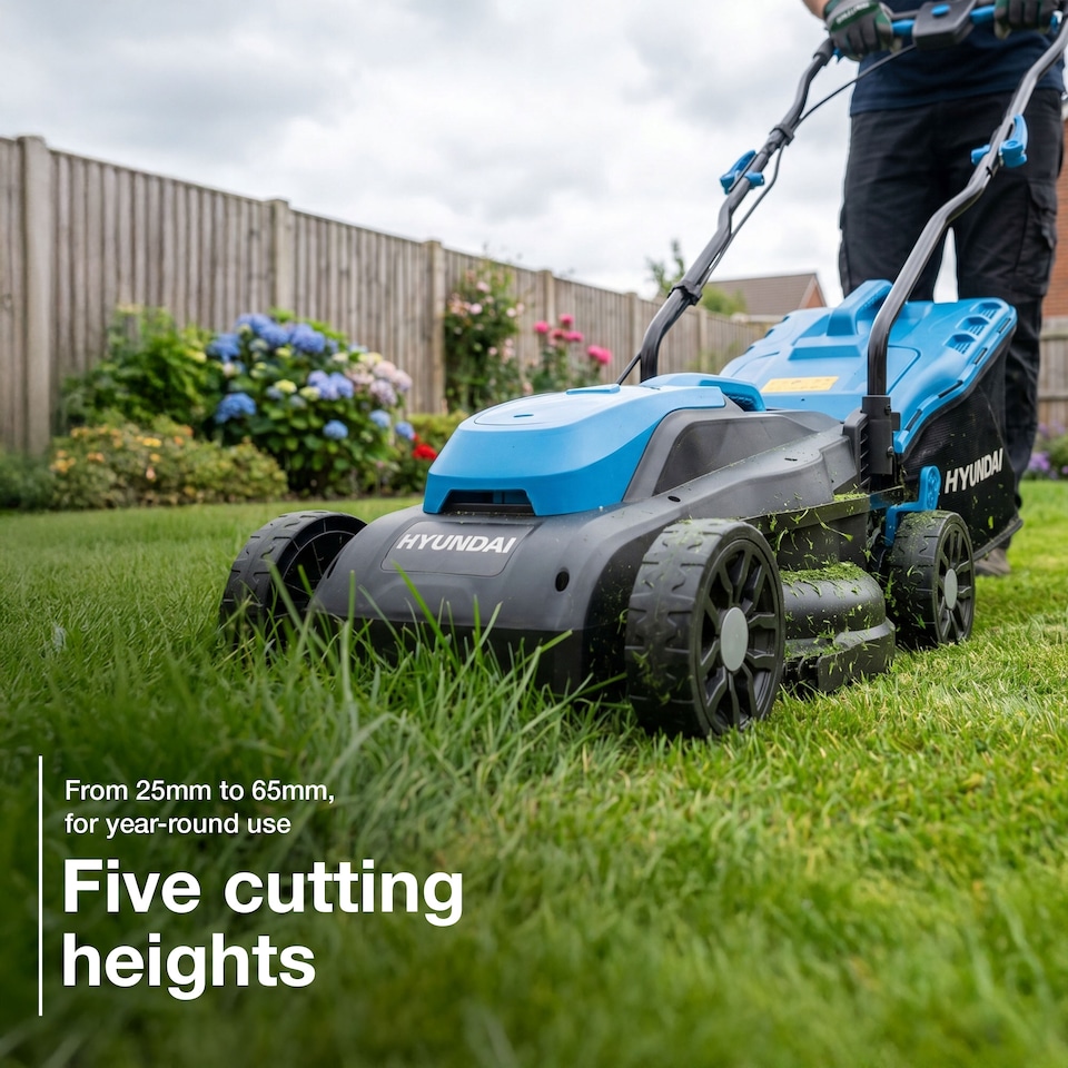 image 1 of Hyundai Cordless Lawnmower 20v 4Ah Battery Powered 33cm 32L HY20CLM33