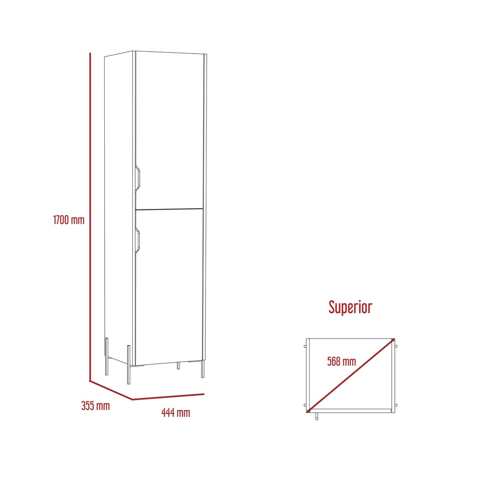 image 1 of Core Products Dallas Tall Storage Cabinet - White & Carbon Grey Oak Effect, H170.0cm x W44.9cm x D35.5cm White