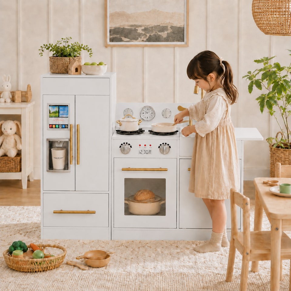 image 1 of Teamson Kids Little Chef Charlotte Modern Play Kitchen, White/Gold