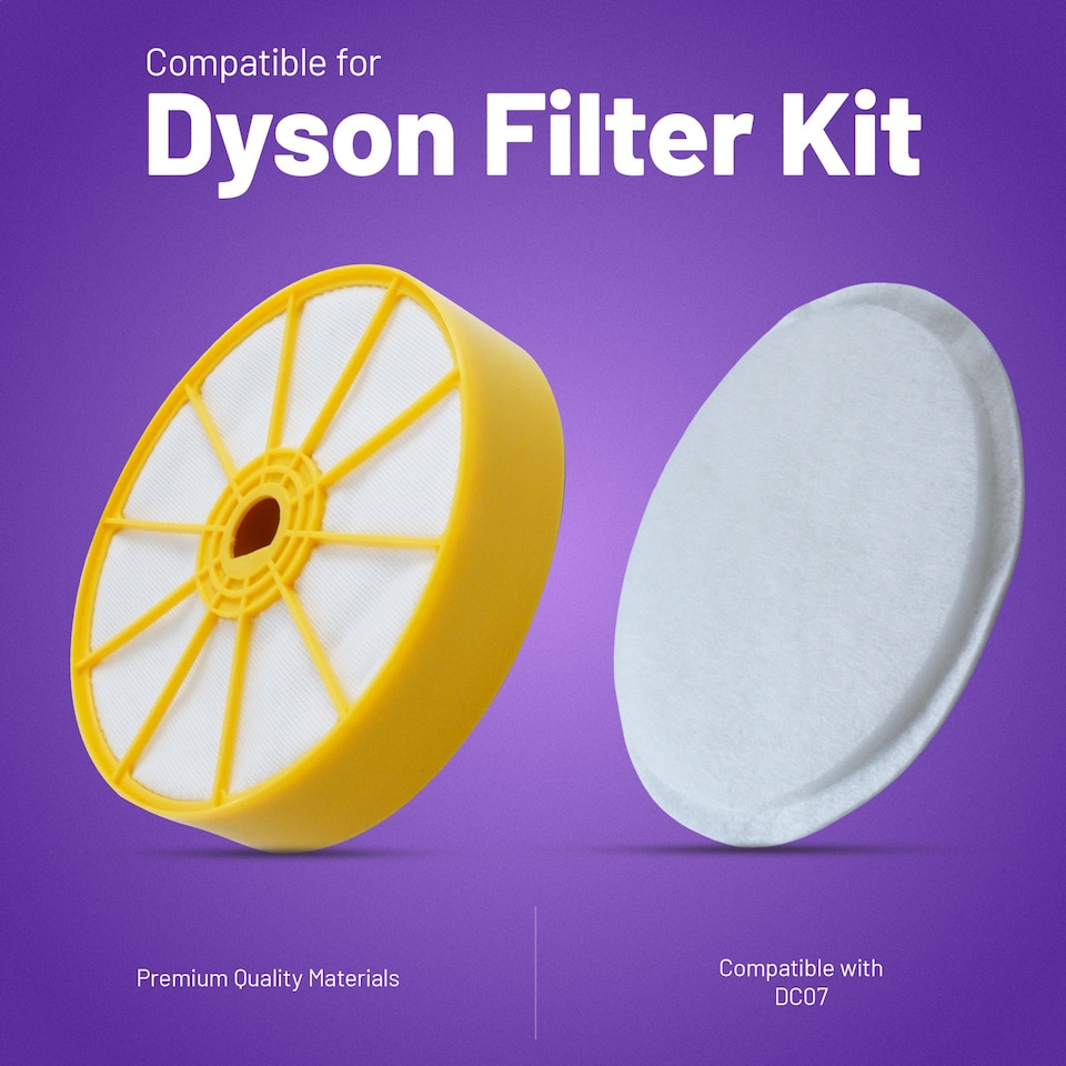 image 1 of Reliapart Compatible Filter Set for Dyson DC07 Filter Pad & Washable Filter 904186-01, 907676-01