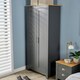 image 5 of Wardrobe 2 Door Bedroom Furniture Clothing Storage Oak Top Wooden Unit Grey
