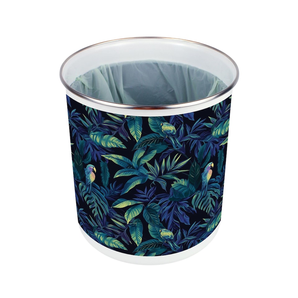 image 1 of Tropical Parrots Food Waste Caddy - Metal 2L Decorative Kitchen Compost Bin