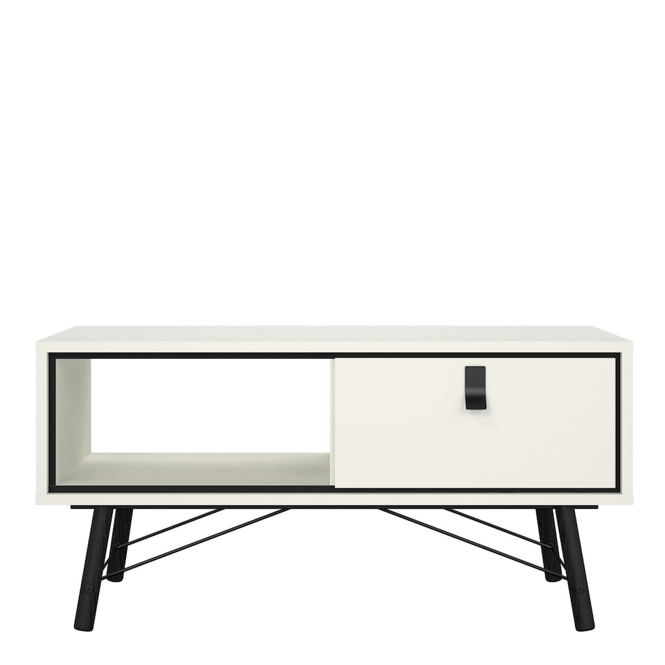 image 1 of Ry Coffee Table with 1 Drawer in Matt White