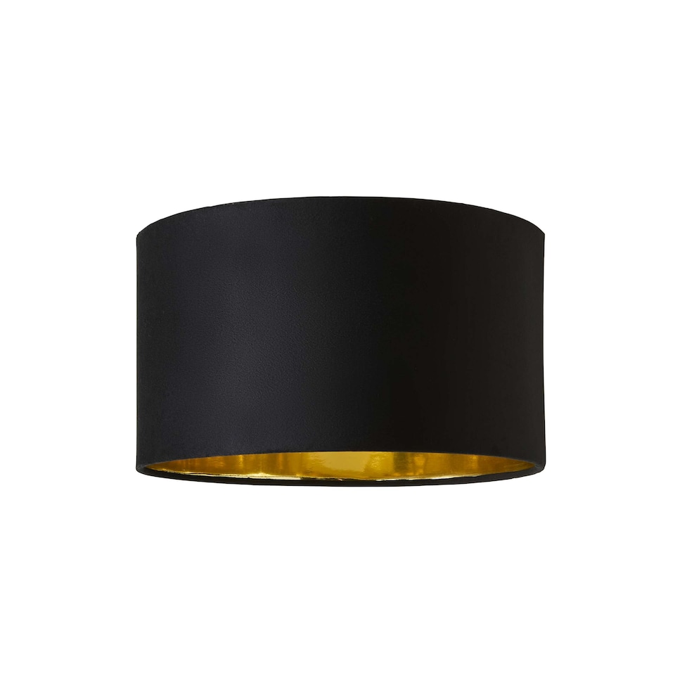 image 1 of ValueLights Reni Medium Black Velvet Gold Inner Lamp Shade | Black