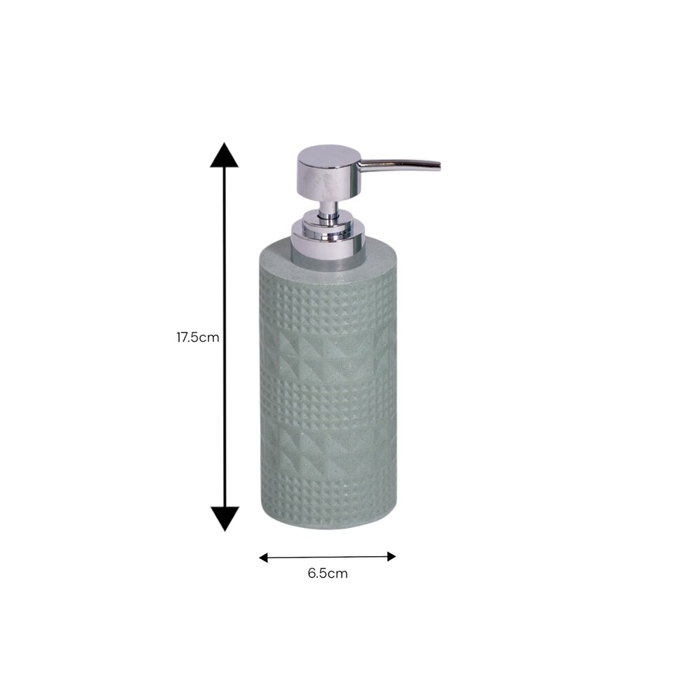 image 1 of Maison Soft Green Shimmer Bathroom Accessory Set - Soap Dispenser & Toothbrush Holder | Green | Green | 1