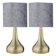image 1 of Set of 2 Romana - Antique Brass Touch Table Lamps Crushed Velvet Shade