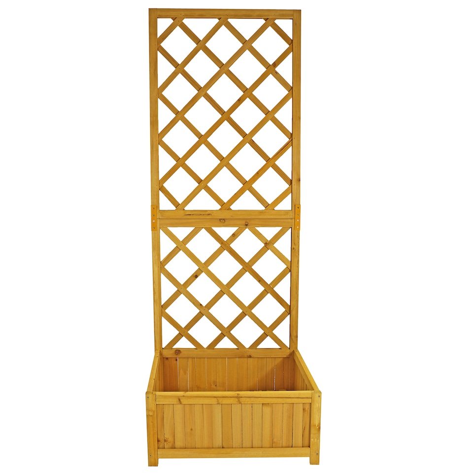 image 1 of Wooden Garden Planter Lattice Large Patio Climbing Plant Box Raise Bed Flowerpot