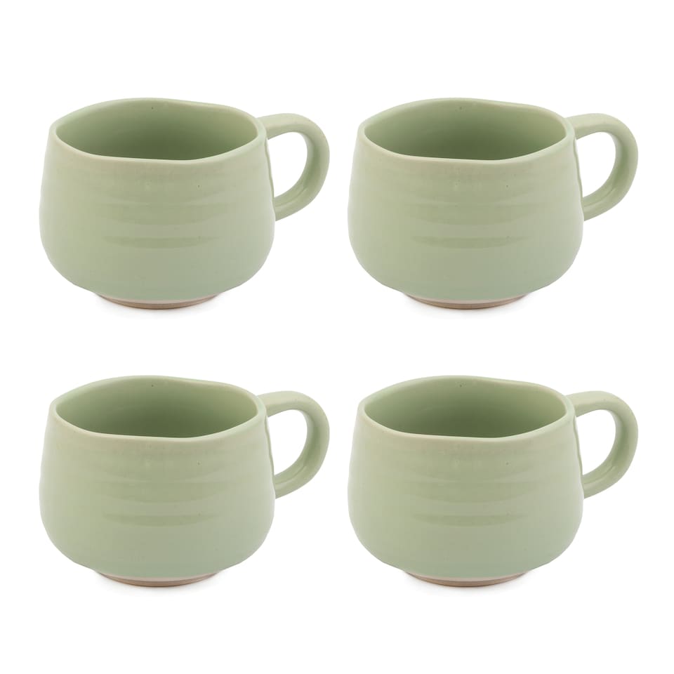 image 1 of Jamie Oliver Big Love Green Stoneware Mugs, Set of 4, 375ml | Green | Green