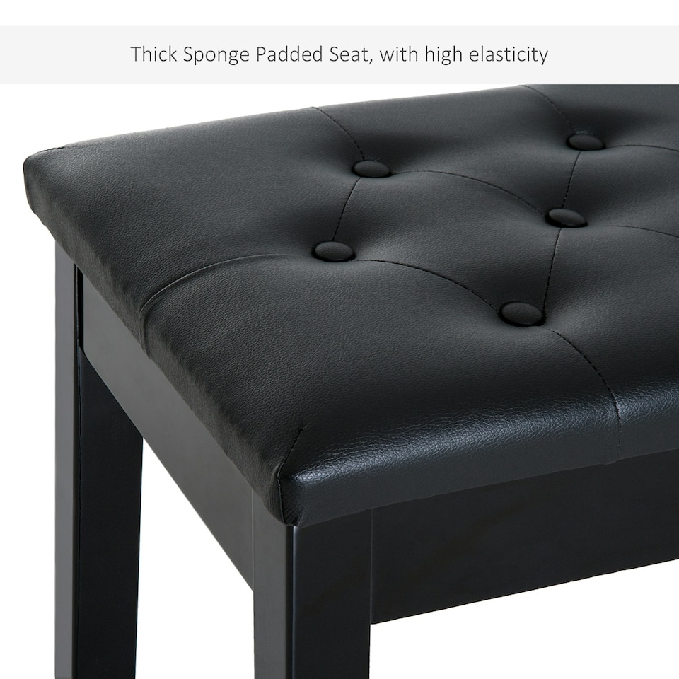 image 1 of HOMCOM Classic Piano Bench Padded Seat Makeup Stool Solid Wood Wooden Black