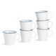 image 1 of Nicola Spring 270ml Farmhouse Teacups - Set of 6 Porcelain Tea Cups Rustic Cottage Drinkware with Rolled Rim & Comfort Handle | White | White/Blue Rim | 11 x 8.5 x 8.5 CM | 6