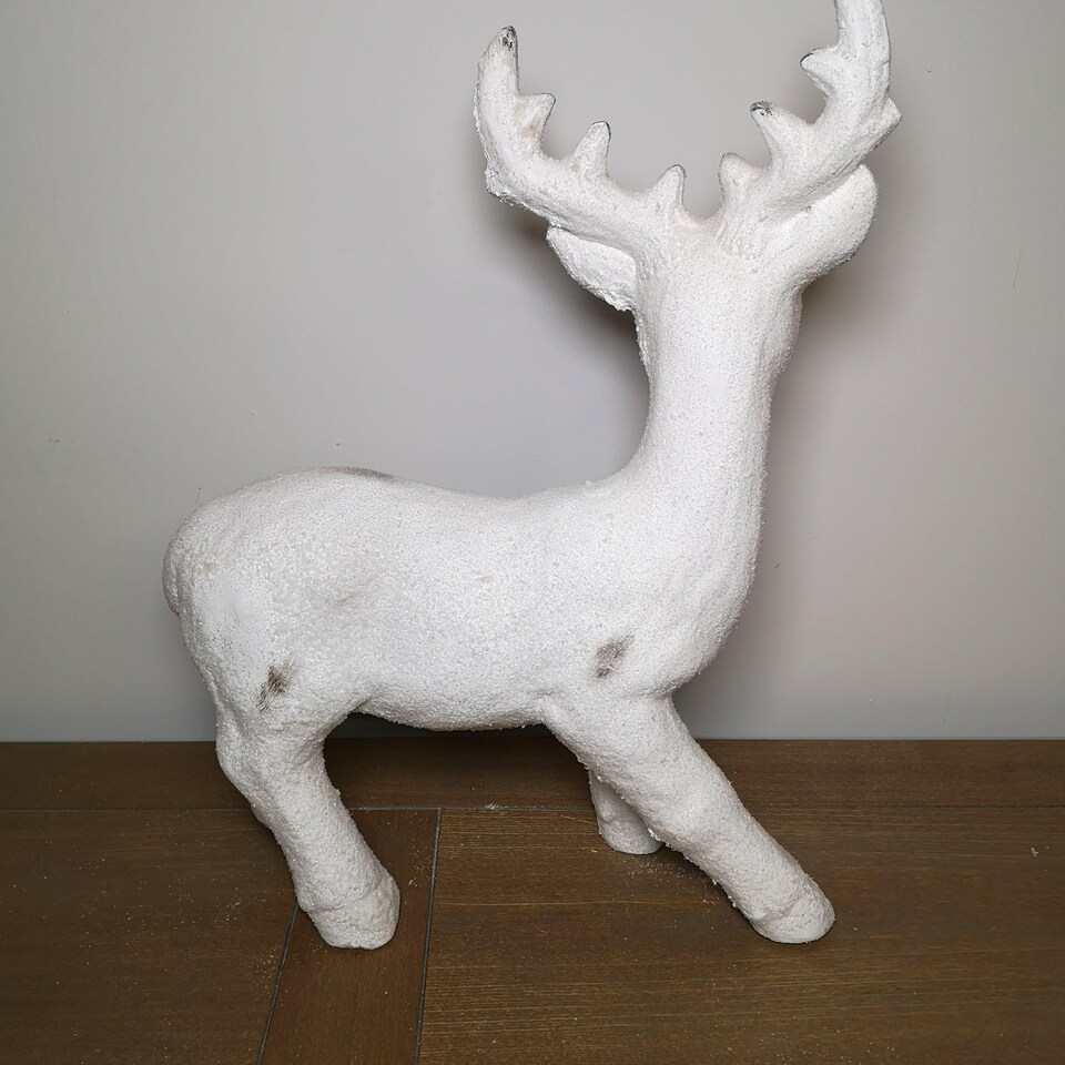 image 1 of 52cm Snow Effect Standing Pot Reindeer Christmas Ornament