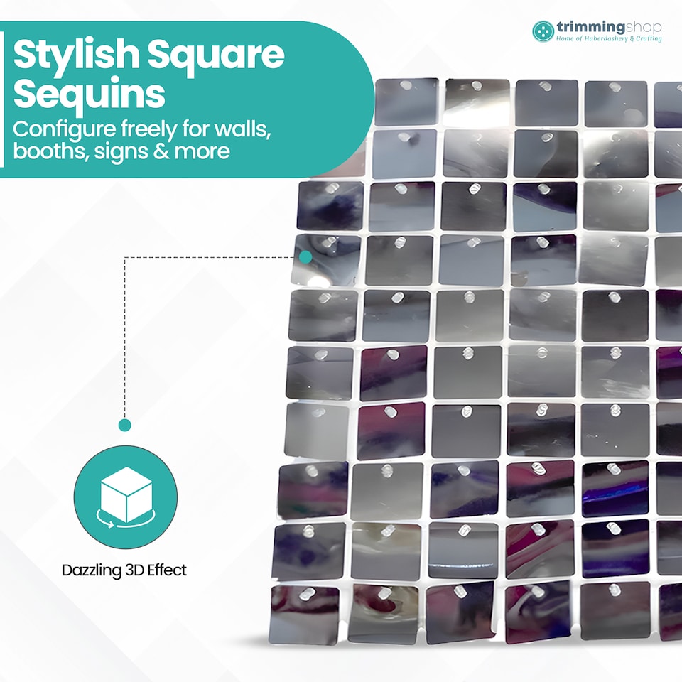image 1 of 30cm x 30cm Shimmer Sequin Wall Panels, Reflective Square Backdrop Panel