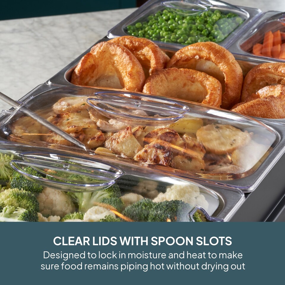 image 1 of Cooks Professional 5-Section Buffet Warmer 9.6L with Hotplate Function | Black | 5-Section