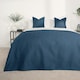 image 2 of OHS Geo Pinsonic Quilted Blanket Bedspread, 200x240cm - Navy Blue