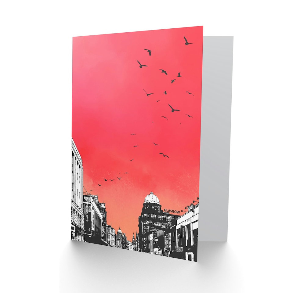 image 1 of Rooftop Birds Glasgow Scottish Scotland Card