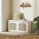 image 8 of HOMCOM Boho Shoe Bench with Padded Seat and 2 Flip-Drawers White