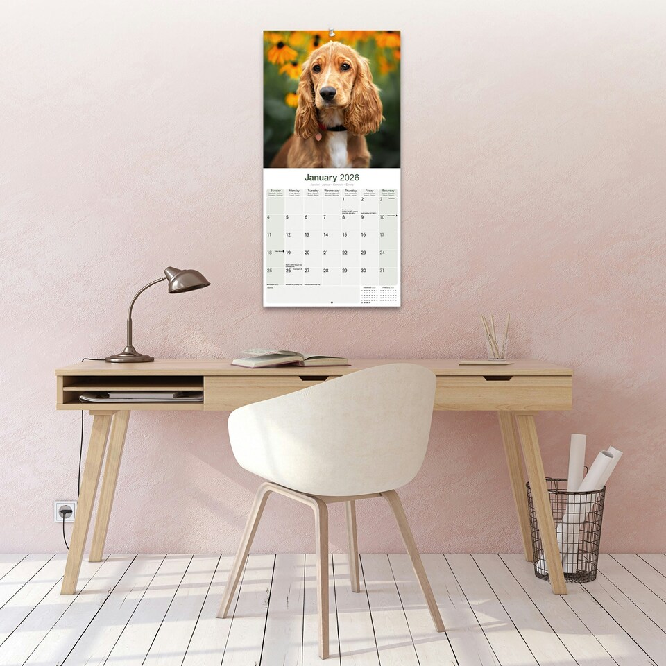 image 1 of English Cocker Spaniel 2026 Calendar | Square Wall Calendar | Dog Breed Gift | Plastic Free Packaging | by Avonside Publishing