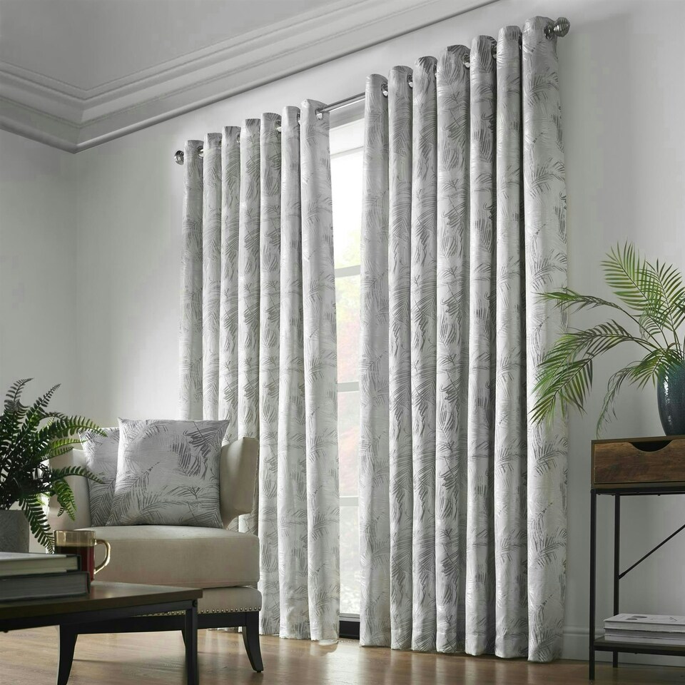 image 1 of Fiji Eyelet Curtains - Silver - 167 cm x 182 cm