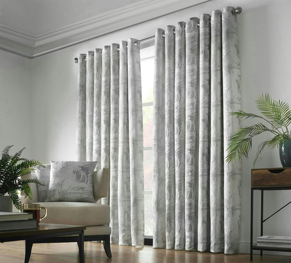 image 1 of Fiji Eyelet Curtains - Silver - 167 cm x 182 cm