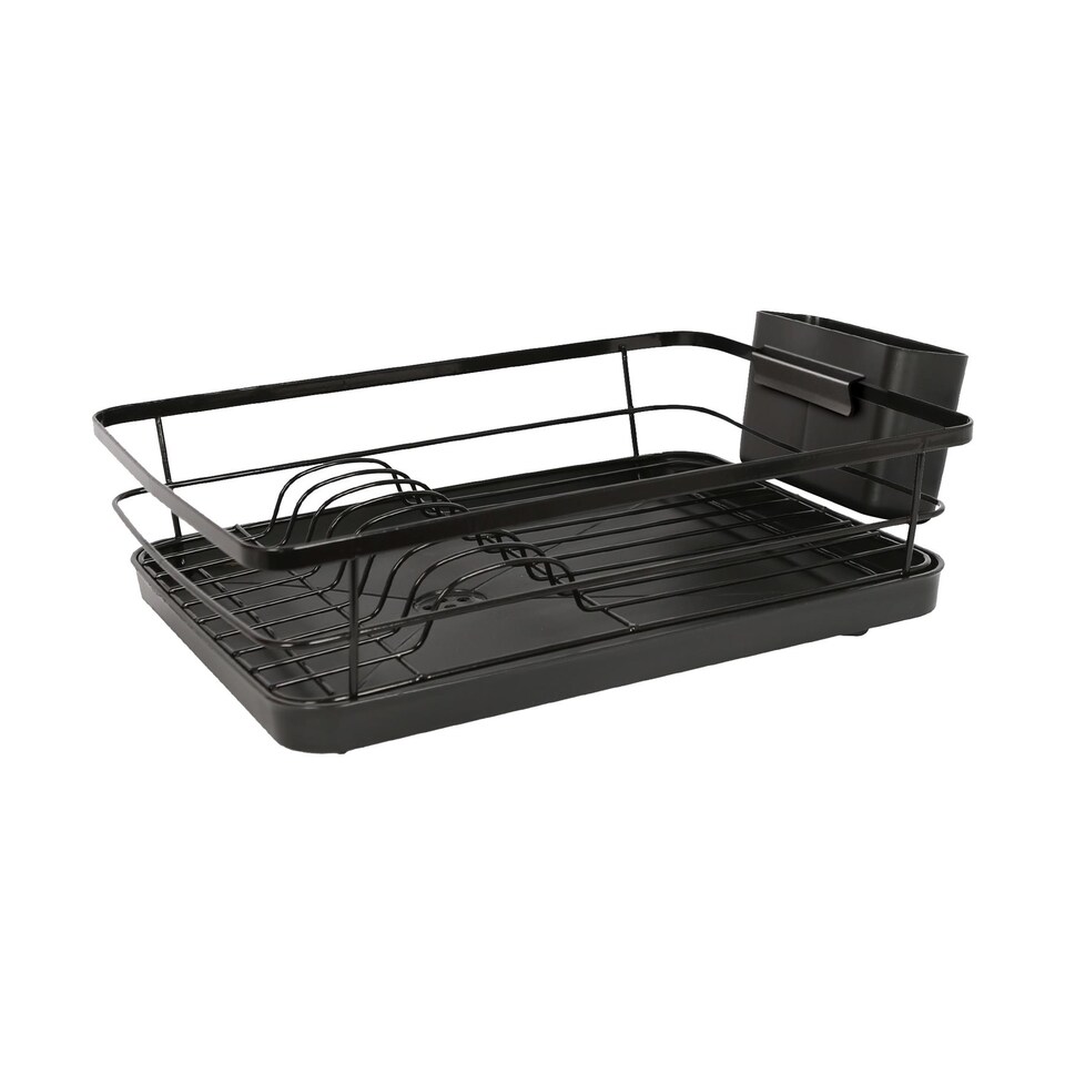 image 1 of Harbour Housewares Metal Dish Drainer Rack with Drip Tray - Black | Black | Black