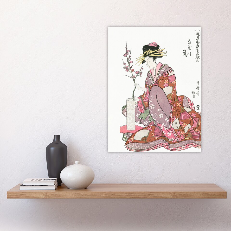 image 1 of Courtesan Tsukasa Of Ogiya Japan Wall Art Print Utamaro Kitagawa 18x24"