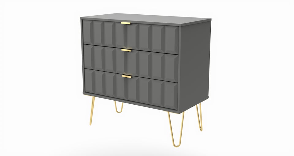 image 1 of Metro 3 Drawer Chest of Drawers in Dusk Grey (Ready Assembled) | Grey | Dusk Grey