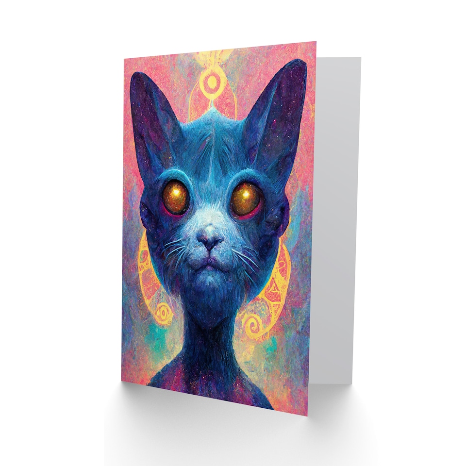 image 1 of Cat Lover Cosmic Space for Wife Her Birthday Thank You Greeting Card
