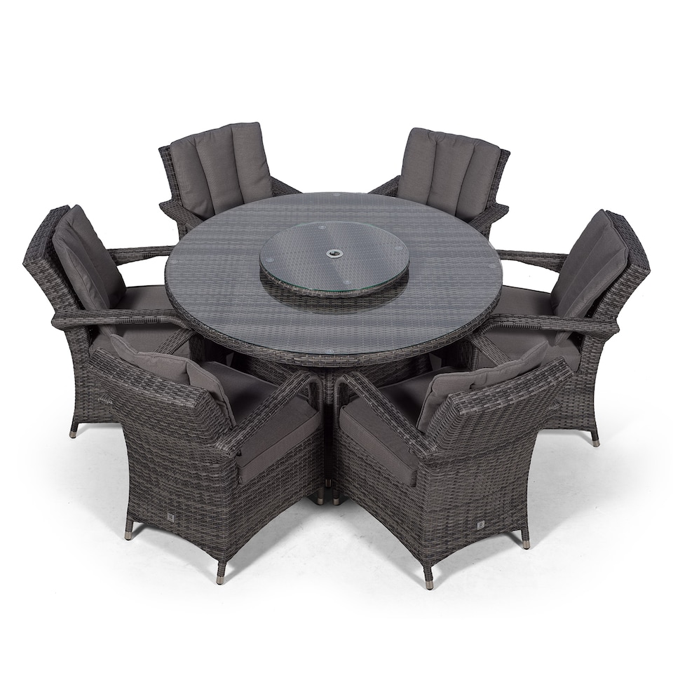 image 1 of Arizona Round 6 Seater Rattan Patio Dining Set | Grey | Grey
