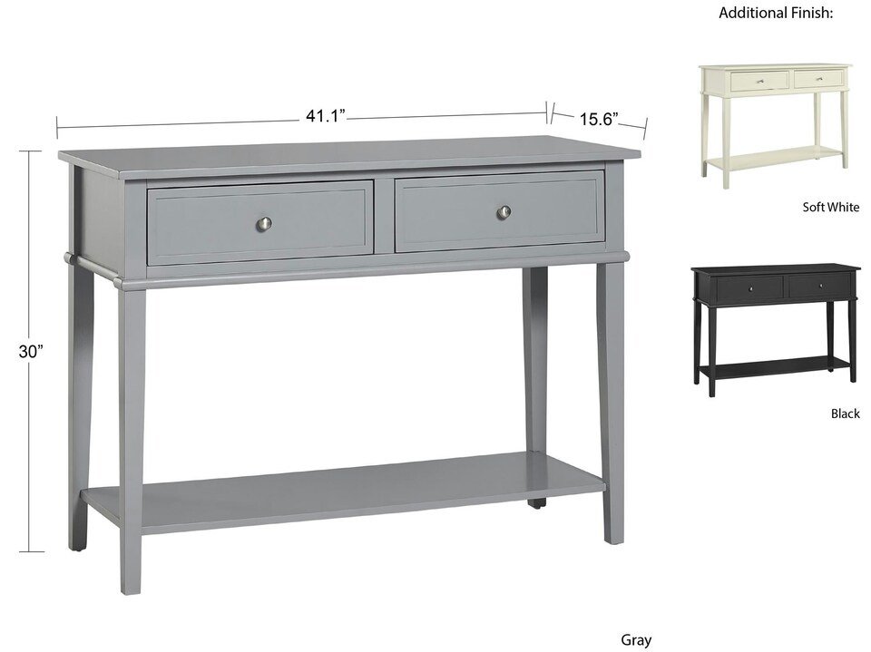 image 1 of Franklin Console Table with 2 Drawers White | White | White