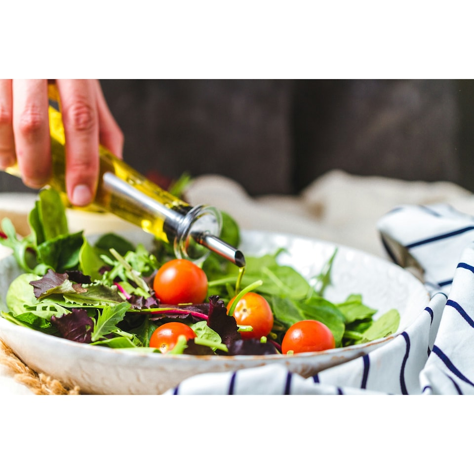 image 1 of KitchenCraft Oil Bottle Clear Glass Pyramid 200ml