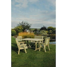 Clover 6 Seater Rectangular Table Set with 2 Chair and 2 Bench - Pressure Treated Timber - Partially Assembled