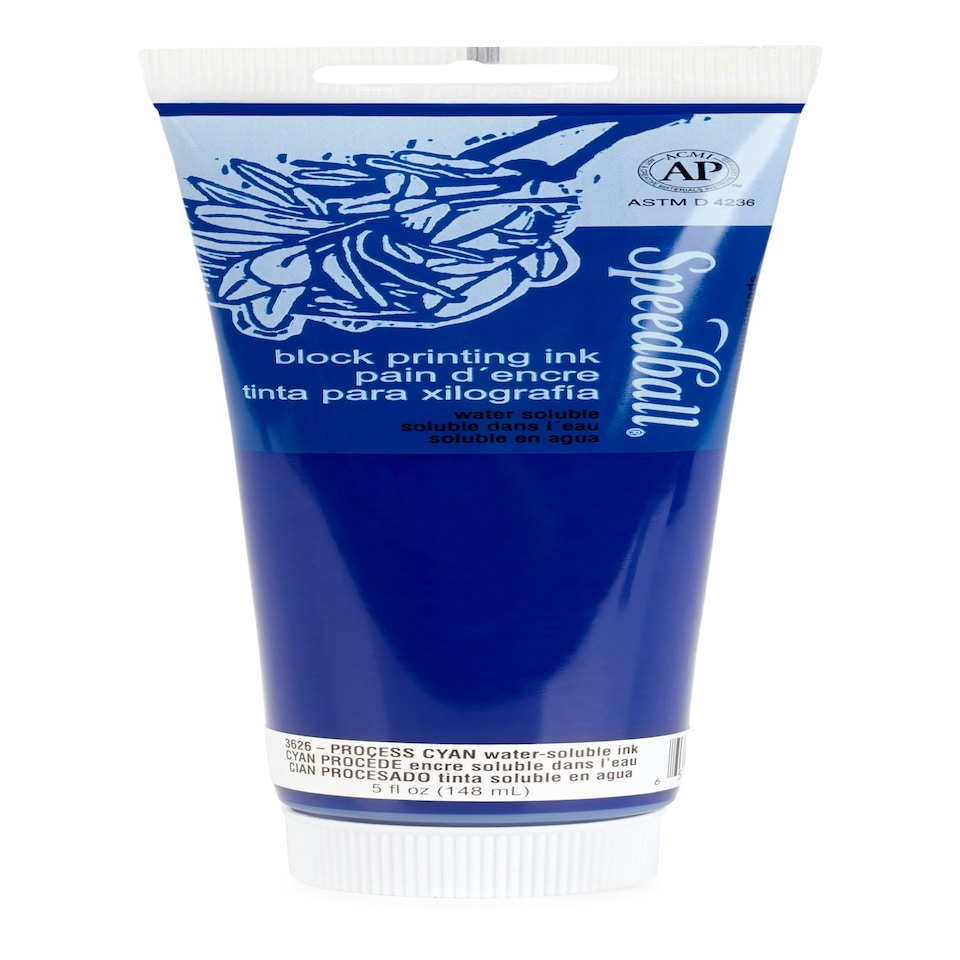 image 1 of Speedball Water-Soluble Block Ink, Process Cyan, 5oz
