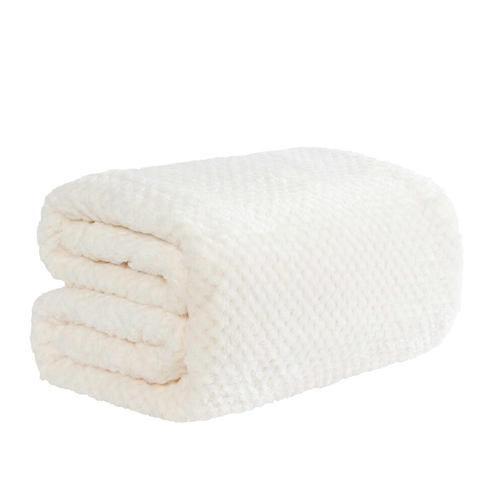 image 1 of OHS Luxury Honeycomb Waffle Blanket, 200x240cm - Cream