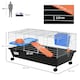 image 7 of PawHut 89cm Small Animal Cage for Rabbit Guinea Pig w/ Food Dish Black