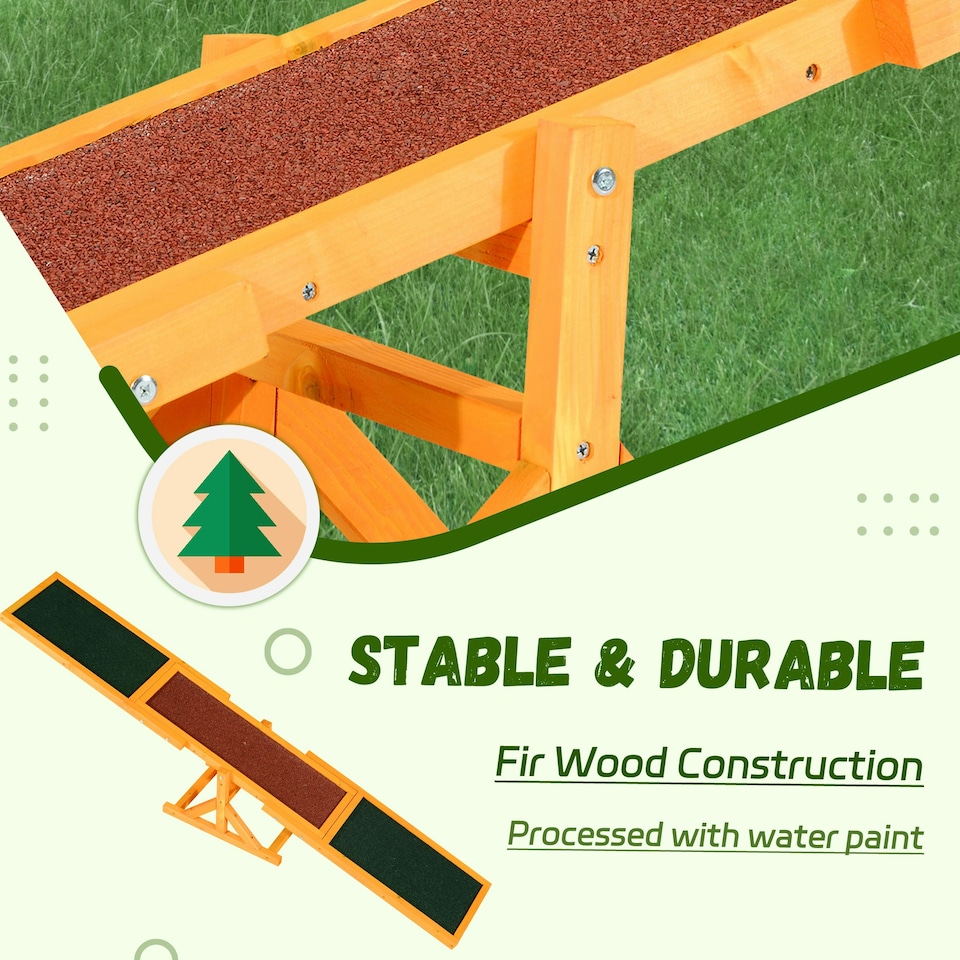 image 1 of PawHut Wooden Pet Seesaw for Big Dogs with Anti-Slip Surface, Natural