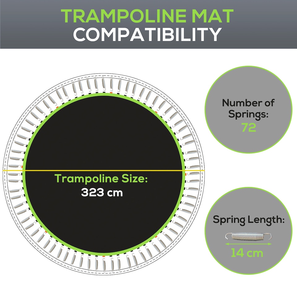 image 1 of SPORTNOW Trampoline Mat with 72 V-Hooks, for 12ft Trampoline, Green