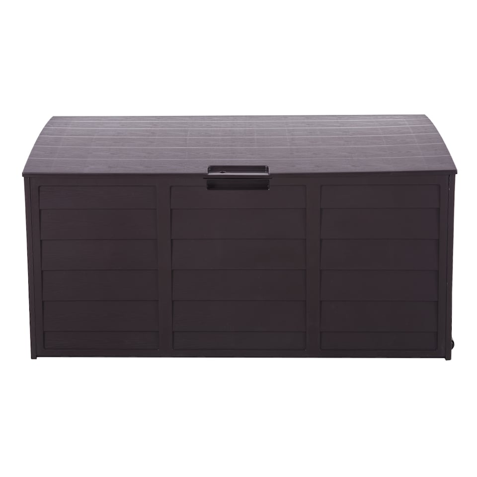 image 1 of Living and Home 290L Outdoor Plastic Garden Storage Box with Wheels, Dark Brown | Brown | Dark Brown | 290L | 1