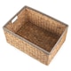 image 10 of Small Water Hyacinth With Grey Rope Border Rectangular Storage Basket | Brown | Brown