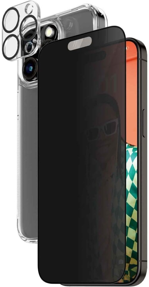 image 1 of Panzer Glass Privacy Powerful 3 in 1 Bundle Pack for iPhone 15 Pro Max 6.7 - B1175+P2812