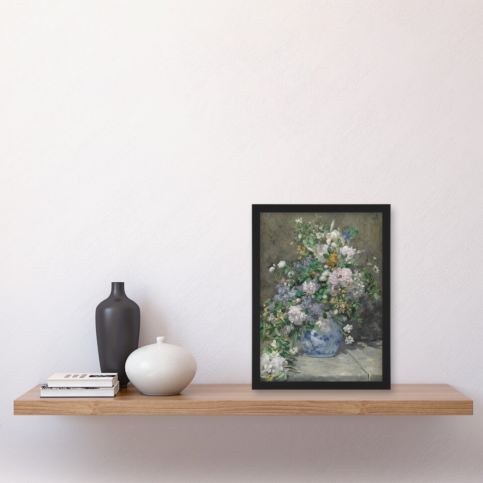 image 1 of Pierre Auguste Renoir Framed Wall Art Print Spring Bouquet in Vase Home Décor