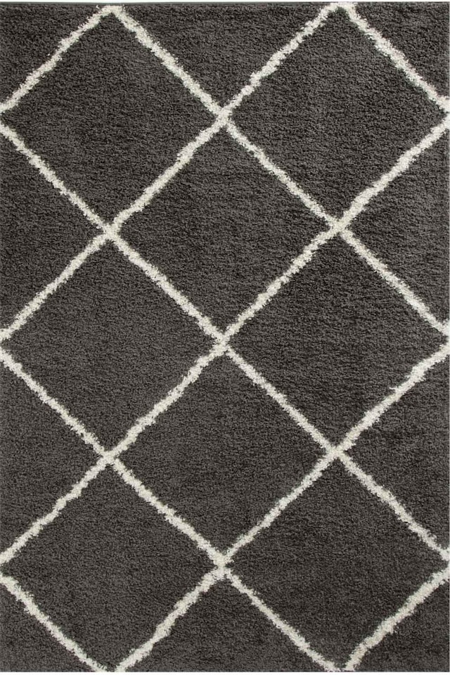 image 1 of The Rugs Moroccan Collection Soft High Pile Shaggy Diamond Floor Rugs and Runners Living Room