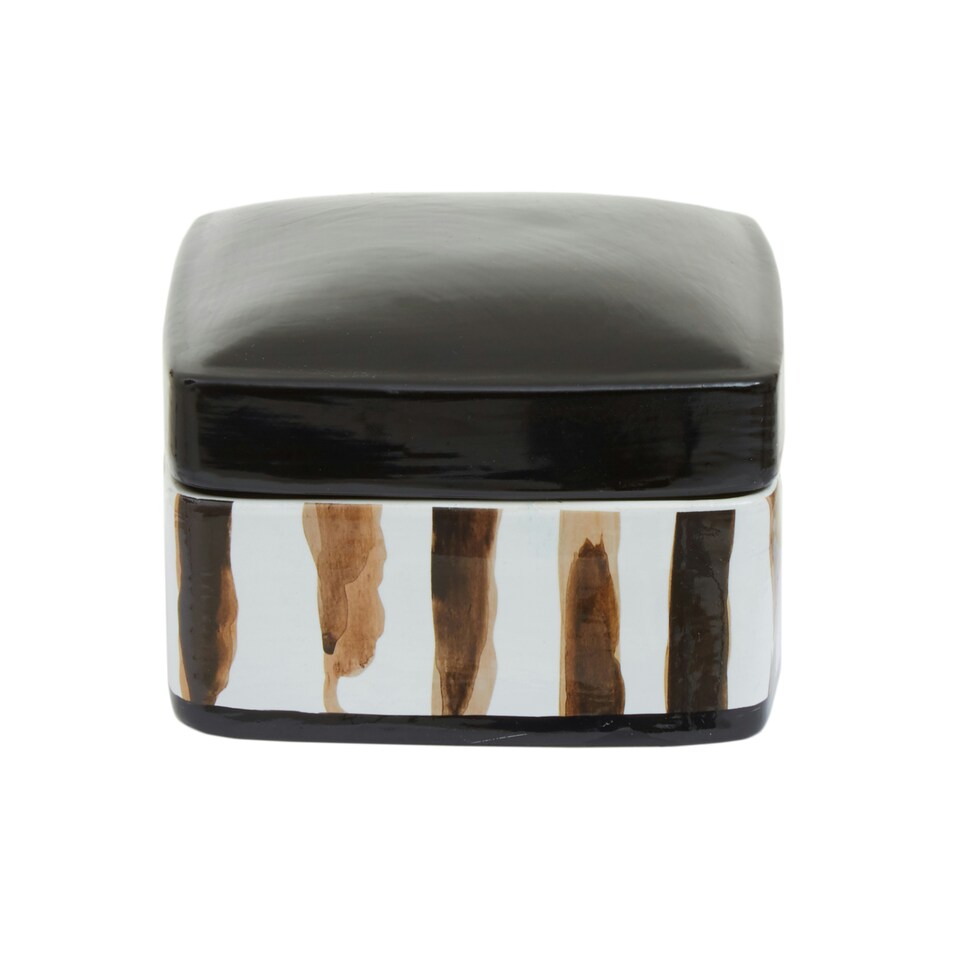 image 1 of Interiors by Premier Small Ceramic Trinket Box Black