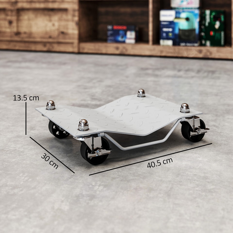 image 1 of DURHAND 2 PCS Car Wheel Dollies with Swivel Casters, 680kg Capacity Car Dolly Skates Wheel Dolly Set with Non-Slip Metal Plates, Grey