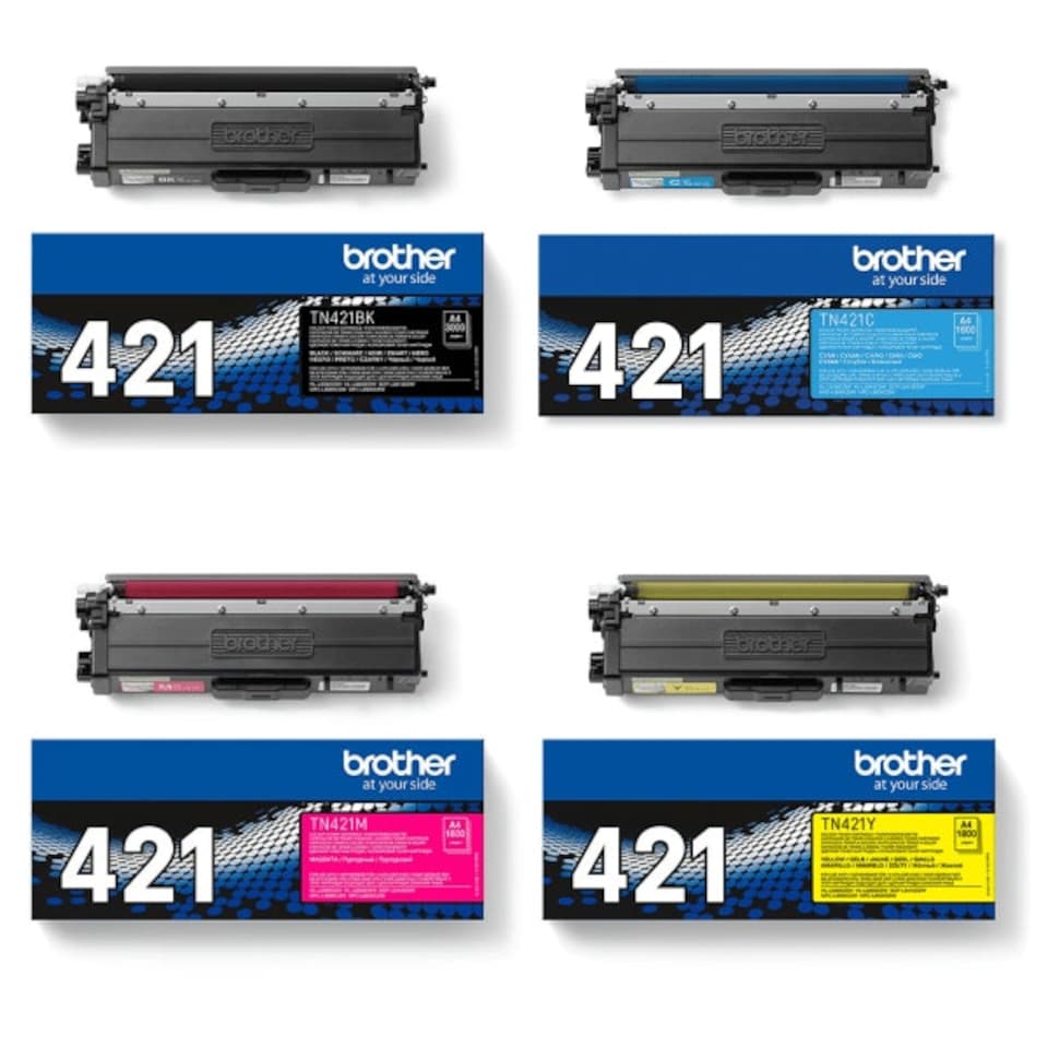 image 1 of Set of 4 Brother TN421 Black Cyan Magenta Yellow Toner Cartridges Multi | Set of 4 Compatible Brother Toner Cartridges