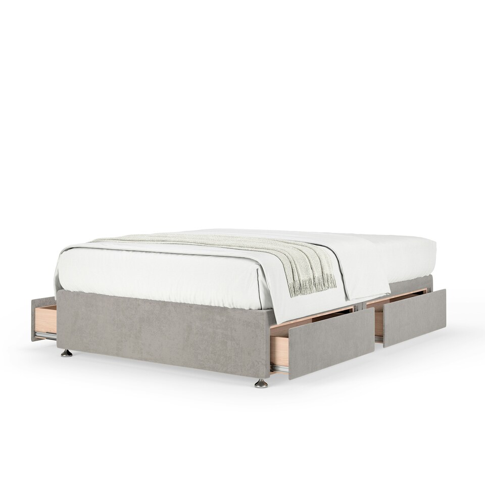 image 1 of Signature Platinum 2000 Pocket Sprung Seal Grey Naples Velvet 4 Drawer Divan Set Double