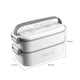 image 2 of Living and Home Stackable Bento Lunch Box with Handle 2 Layer, White, 1900ml