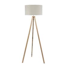 ValueLights Barbro Natural Tripod Floor Lamp White Trim Shade | Brown | White
