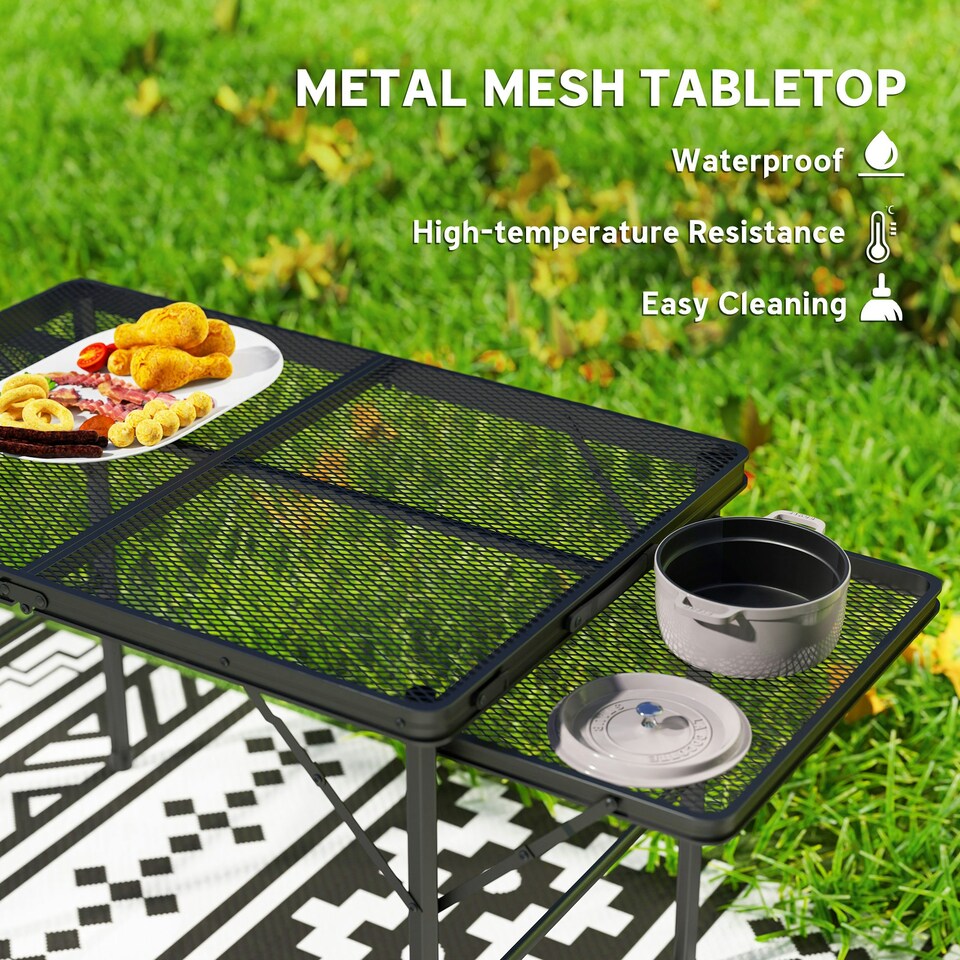 image 1 of Outsunny 4.5ft Portable Folding Table, Height Adjustable Metal Picnic Table 